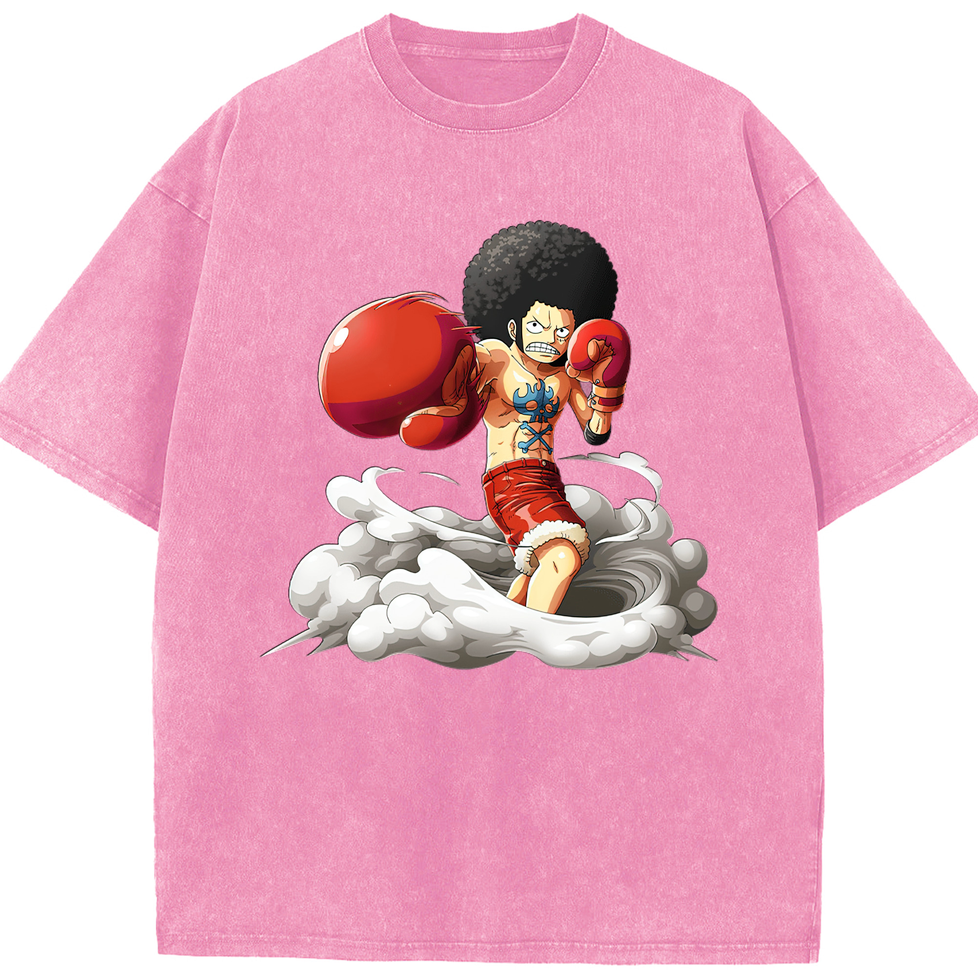 ワンピース モンキー・D・ルフィ ONE PIECE Monkey D. Luffy 綿100% ヴィンテージ風 半袖Tシャツ（フロントプリント）